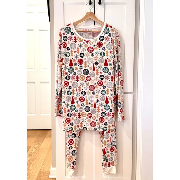 Little Sleepies Modern Merry Adult Large Christmas Print Pajamas Set Joggers - Picture 1 of 3